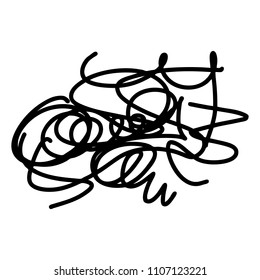 Black marker random irregular intersecting lines. Vector art.