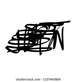 Black marker random irregular intersecting lines. Vector art.