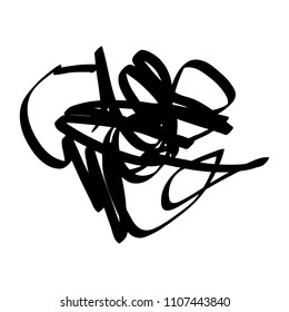 Black marker random irregular intersecting lines. Vector art.