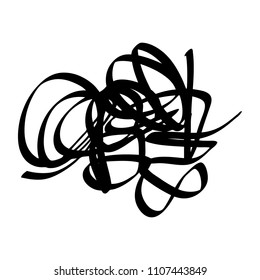 Black marker random irregular intersecting lines. Vector art.