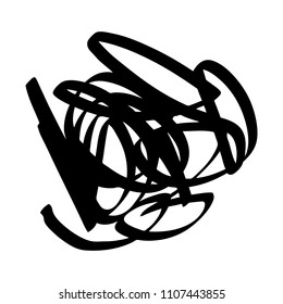 Black marker random irregular intersecting lines. Vector art.