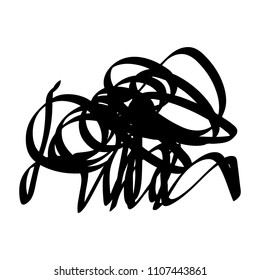 Black marker random irregular intersecting lines. Vector art.