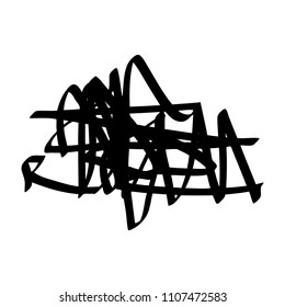 Black marker random irregular intersecting lines. Vector art.