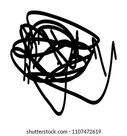 Black marker random irregular intersecting lines. Vector art.
