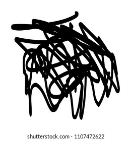 Black marker random irregular intersecting lines. Vector art.