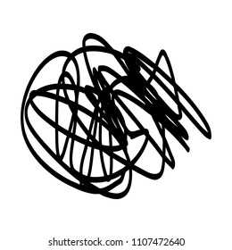 Black marker random irregular intersecting lines. Vector art.