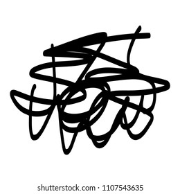 Black marker random irregular intersecting lines. Vector art.