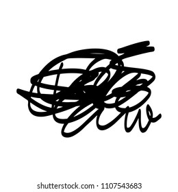 Black marker random irregular intersecting lines. Vector art.