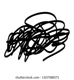 Black marker random irregular intersecting lines. Vector art.