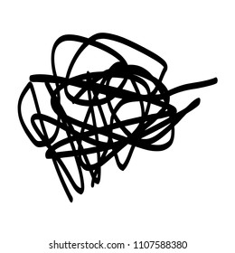 Black marker random irregular intersecting lines. Vector art.