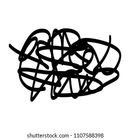 Black marker random irregular intersecting lines. Vector art.