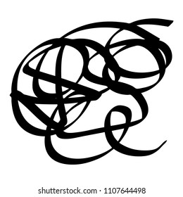 Black marker random irregular intersecting lines. Vector art.