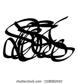 Black marker random irregular intersecting lines. Vector art.