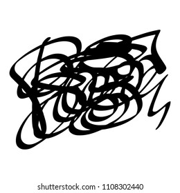 Black marker random irregular intersecting lines. Vector art.