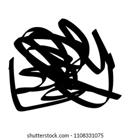 Black marker random irregular intersecting lines. Vector art.