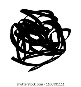 Black marker random irregular intersecting lines. Vector art.