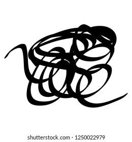 Black marker random irregular intersecting lines. Vector art.