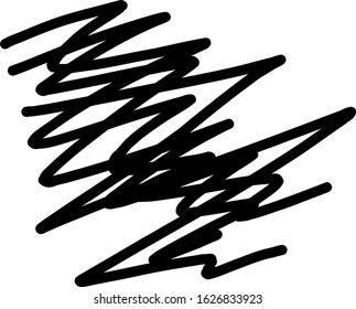 Black marker random irregular intersecting lines. Vector art.