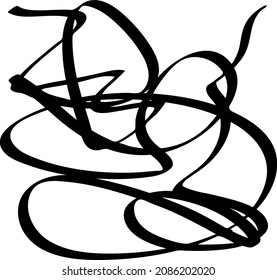 Black marker random irregular intersecting lines. Vector art.