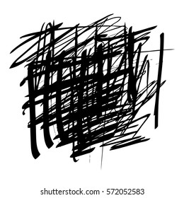 Black marker random irregular intersecting lines. Vector art.