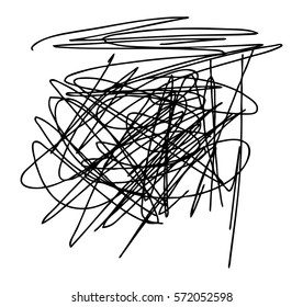 Black marker random irregular intersecting lines. Vector art.