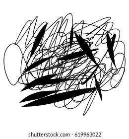 Black marker random irregular intersecting lines. Vector art.