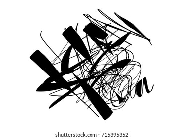 Black marker random irregular intersecting lines. Vector art.