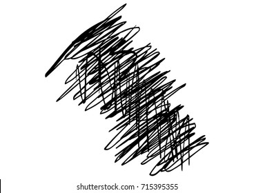 Black marker random irregular intersecting lines. Vector art.
