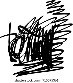 Black marker random irregular intersecting lines. Vector art.