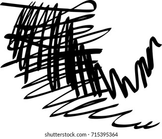 Black marker random irregular intersecting lines. Vector art.