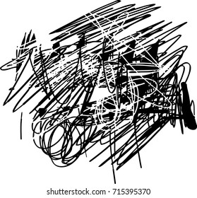 Black marker random irregular intersecting lines. Vector art.