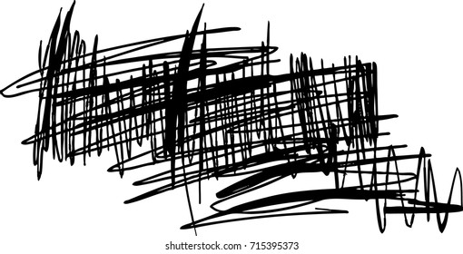 Black marker random irregular intersecting lines. Vector art.