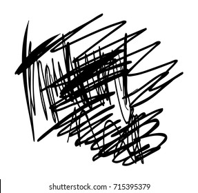 Black marker random irregular intersecting lines. Vector art.