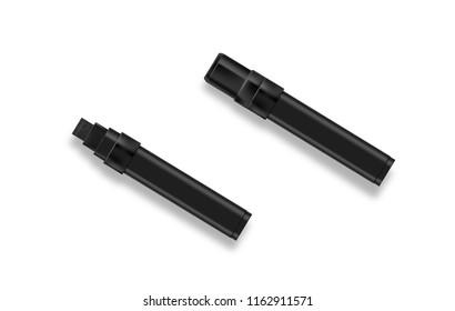 Black marker realistic vector illustration. Broad marker with shadow on white background. EPS 10