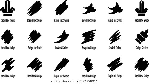 Black marker scribble set, isolated hand drawn textured ink swashes, artistic paint stroke variety, creative eps file.