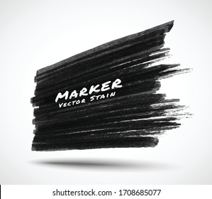 Black Marker Stroke Stain Texture Background In Perspective. Grunge Textured Sale Banner. Vector Logo Illustration.