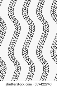 Black marker vertical braids.Free hand drawn with ink brush seamless background. Abstract texture. Modern irregular tilable design.