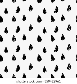 Black marker water drops.Free hand drawn with ink brush seamless background. Abstract texture. Modern irregular tilable design.