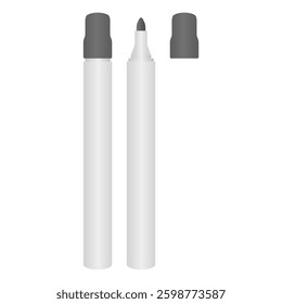 Black Marker Whiteboard Stationery Vector. Black Marker Element in White Background.