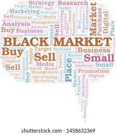 Black Market word cloud. Vector made with text only