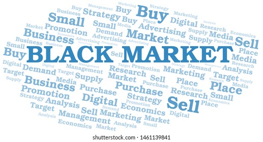 Black Market word cloud. Vector made with text only