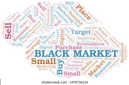 Black Market word cloud. Vector made with text only