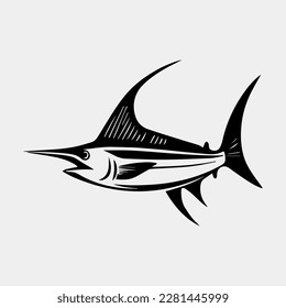 Black Marlin Fishing Logo vector isolated