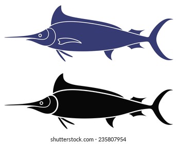 Black marlin. Isolated marlin on white background
