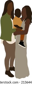 Black married girls and son standing in full growth