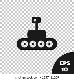 Black Mars rover icon isolated on transparent background. Space rover. Moonwalker sign. Apparatus for studying planets surface.  Vector Illustration