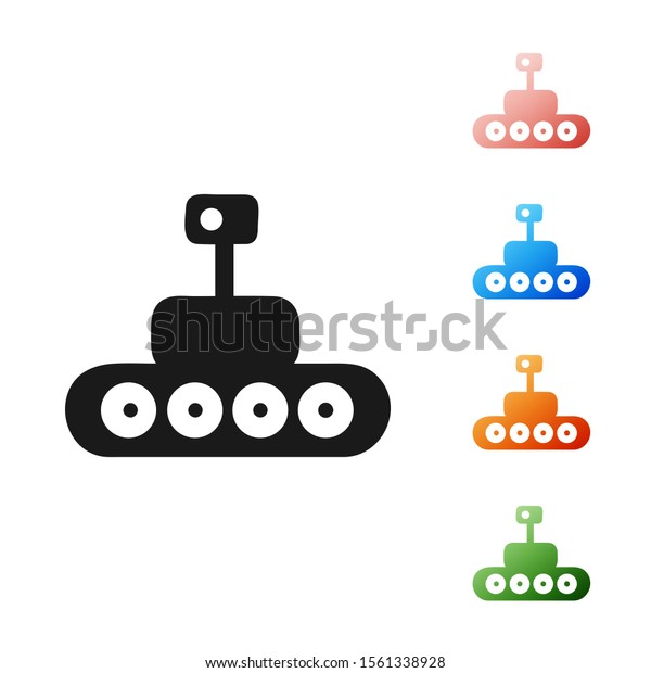 Black Mars rover icon\
isolated on white background. Space rover. Moonwalker sign.\
Apparatus for studying planets surface. Set icons colorful. Vector\
Illustration