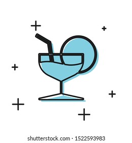 Black Martini glass icon isolated on white background. Cocktail icon. Wine glass icon.  Vector Illustration