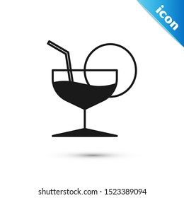 Black Martini glass icon isolated on white background. Cocktail icon. Wine glass icon.  Vector Illustration