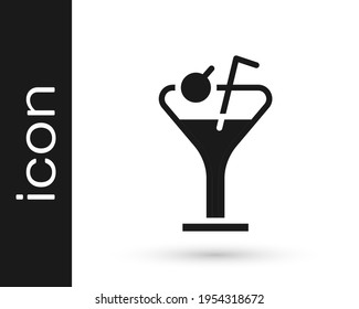 Black Martini glass icon isolated on white background. Cocktail icon. Wine glass icon.  Vector